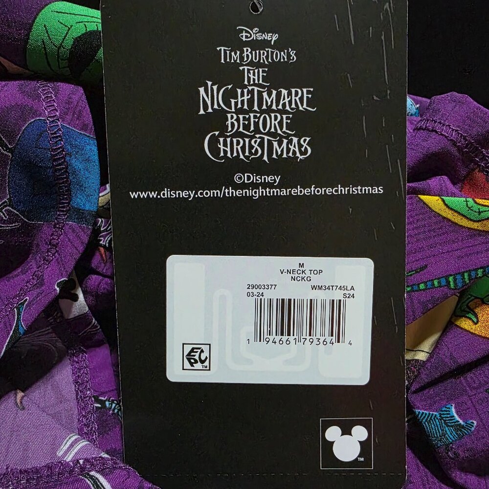 Disney The Nightmare Before Christmas V Neck Print Scrub Top Scrubstar Womens - Picture 4 of 8